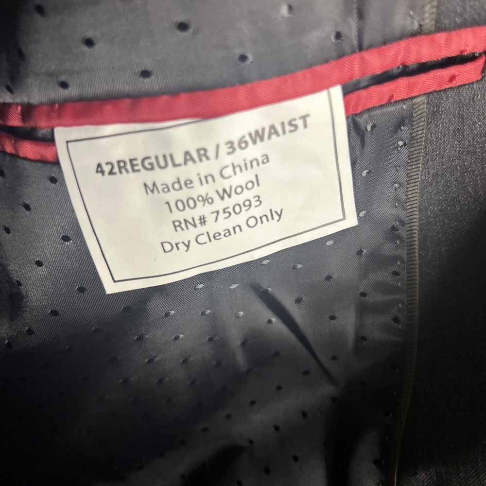 Uomo Suit Jacket Blazer Mens 42R Charcoal Black 100% Pure Wool Classic Fit - Picture 2 of 6